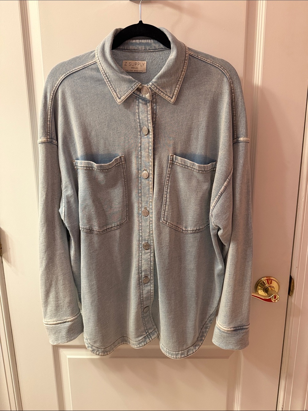 Z Supply Faded Blue Denim Button-Down Shirt Jacket